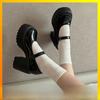 Mary Jane Shoes For Women With High Heel Pu Material Casual Spring Footwear
