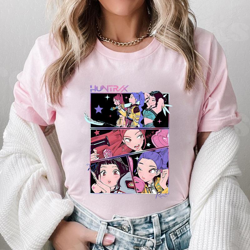 

K-pop Охота на ведьм Корейская волна повседневный топ свободная футболка с коротким рукавом с принтом 4XL