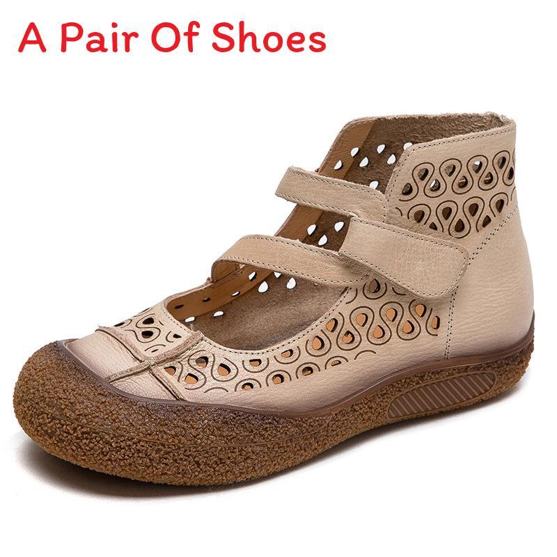 Vintage Pu Loafers For Women With Breathable Hollow Out Design For Daily Comfort