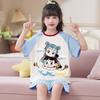 Girls Modal Cotton Pajama Set Short Sleeve Lightweight Sleepwear Cartoon Print Home Outfit Kids