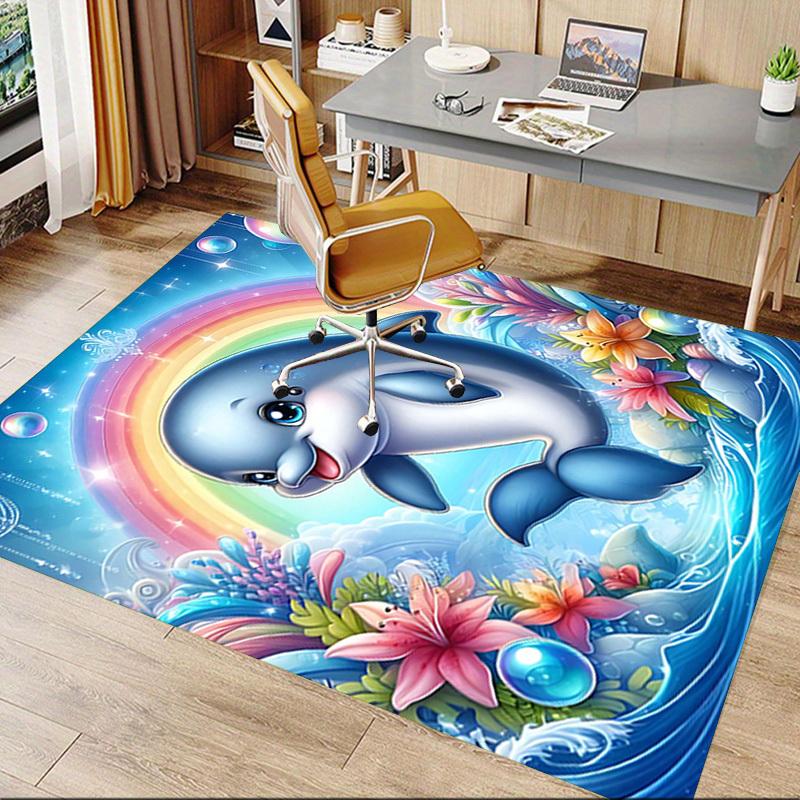 1PC Dolphin Rainbow Extra Large Non Slip Floor carpet, Office, family, Studio   Large Area Rug Indoor Rugs, Bold Statement Piece