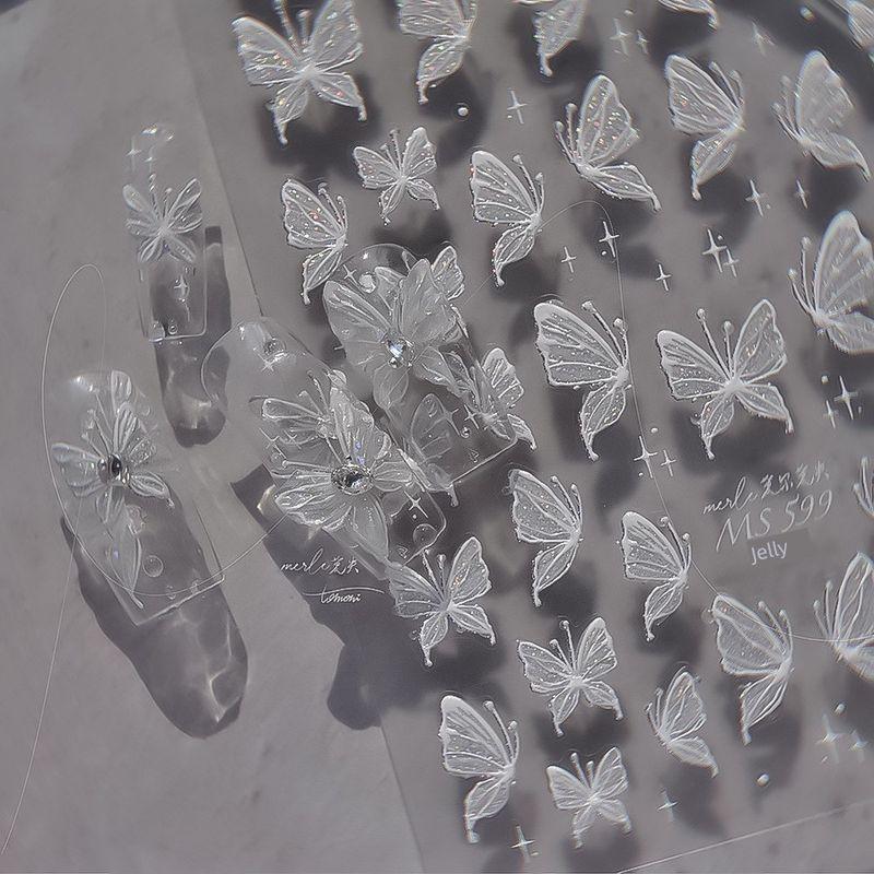 

INS Internet Celebrity Pink Crystal Butterfly Nail Sticker Jelly Magic Rose Butterfly Fairy Ice Crystal Butterfly Nail Decals MS599 (Dewdrop Butterfly) Jelly