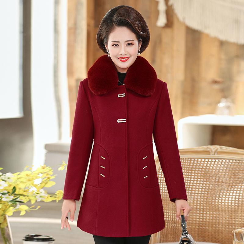 Palton de lână de iarnă de lungime medie pentru mamă - Larg, la modă și extra gros pentru femei