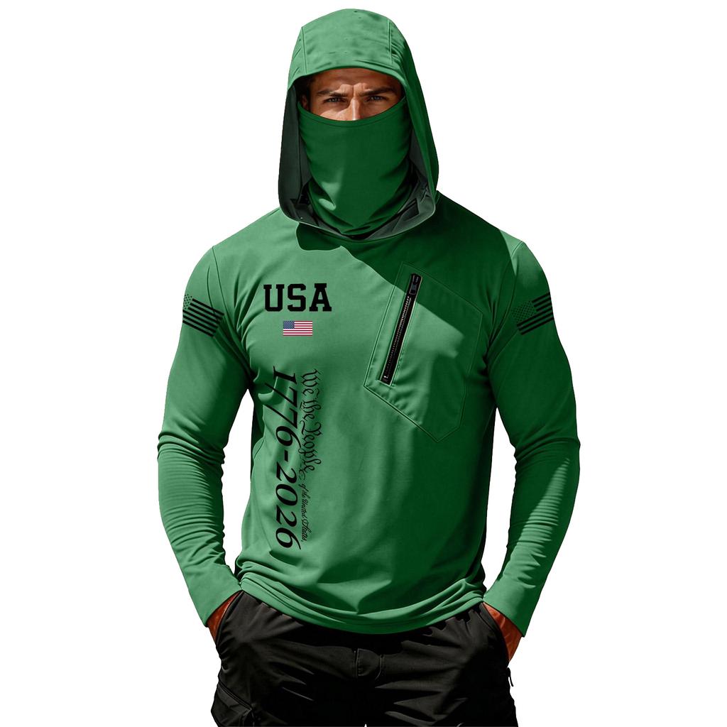 Camiseta Casual con Capucha de Manga Larga para Hombre con Protección Solar