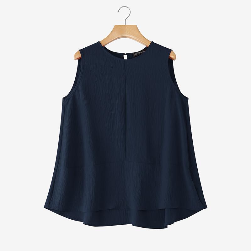 

ZANZEA Women Summer Casual Round Neck Sleeveless Tank Tops XL темно-синий