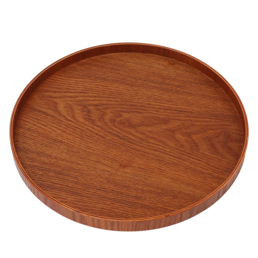 Wood Serving Tray 11.8in Sturdy Wood Simple Elegant Round Multifunction Wooden Tea Tray for Cafe Office Dining Table
