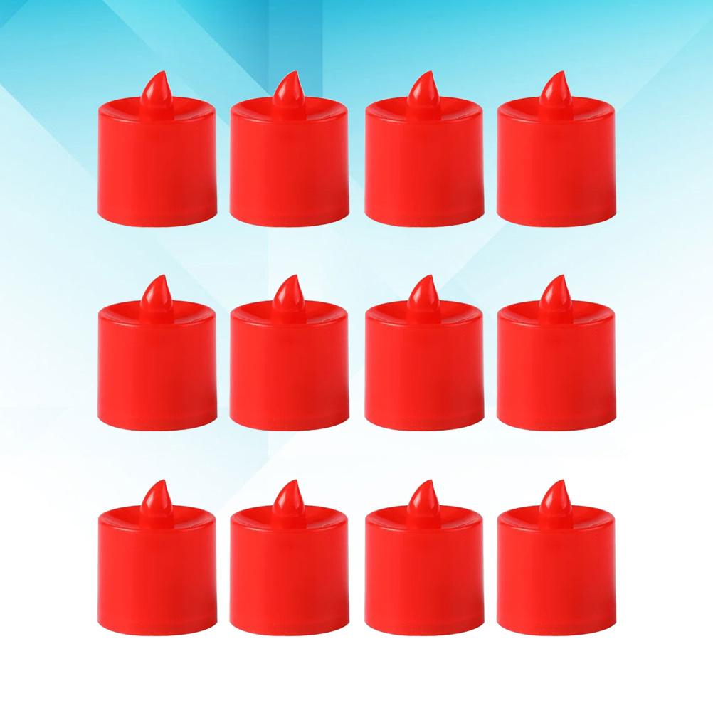 24Pcs Red LED Candles Flameless Electronic Tea Lights for Wedding Party Decoration Romantic Lights Home Decor
