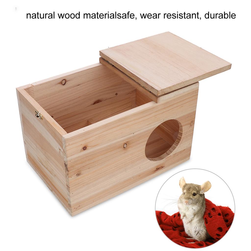 Natural Safety Wood Pets Animal Chinchilla Squirrel Mating Breeding Box Nesting House Cage