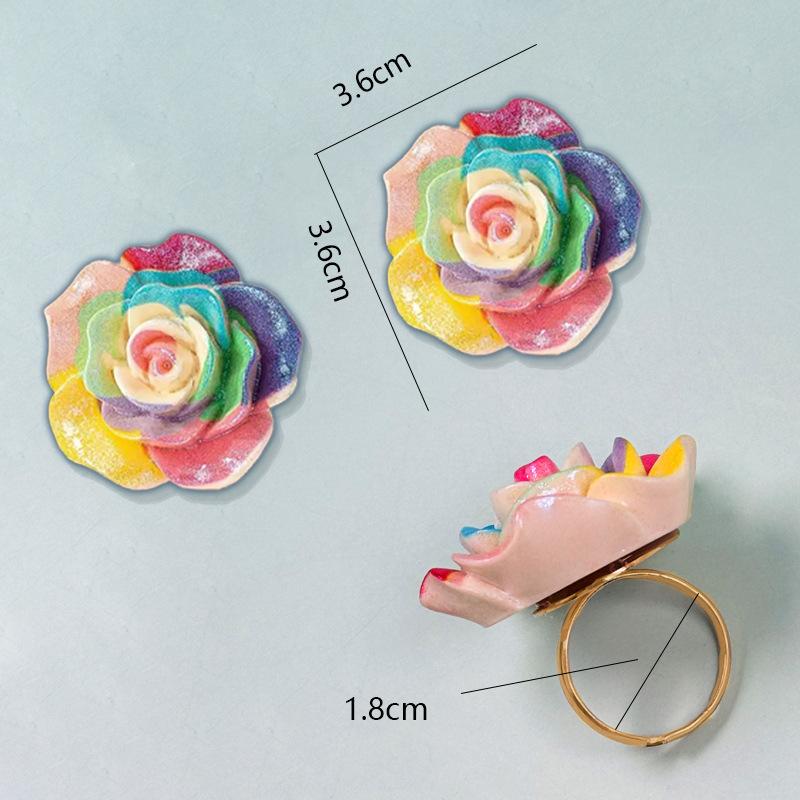 Luminous Rose Earrings and Ring Set