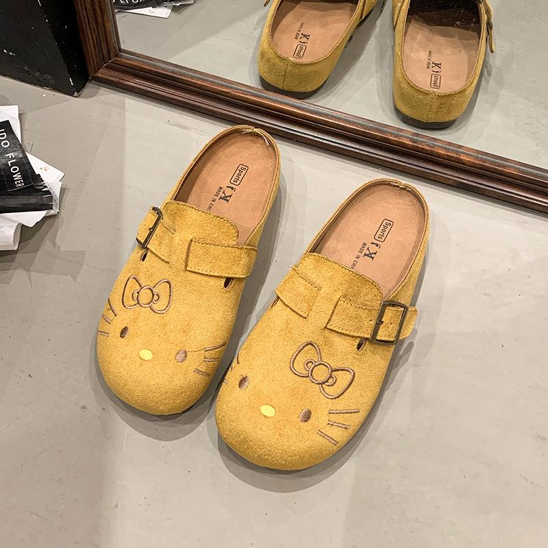 

Ретро шлепанцы на толстой подошве с закрытым носком женские летние новые с юбкой розовые полушлепки 35 жёлтый