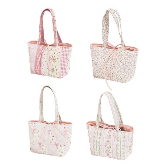 Quilted Tote Bag for Women Girls Lightweight Small Floral Shoulder Bag Soft Puffy Travel Work Handbag with Bow