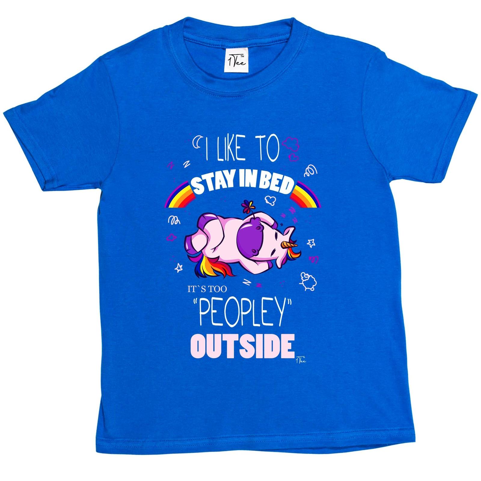 1Tee Kids Boys I Like To Stay In Bed Its Too Peopley Outside Lazy T-Shirt XXXL
