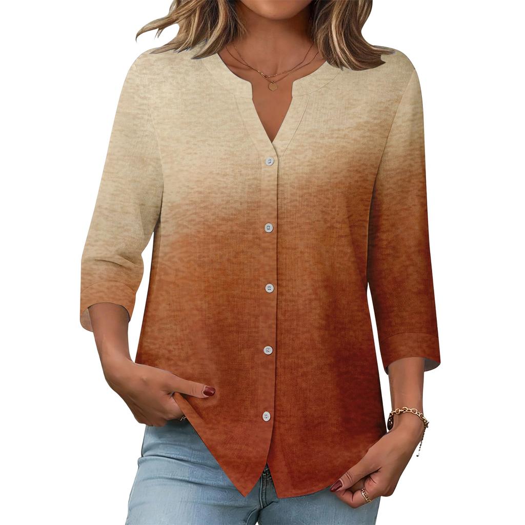 Top Casual da Donna con Stampa Sfumata