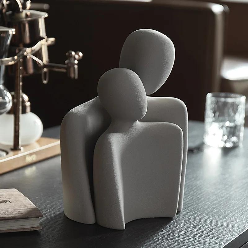 Figure astratte minimaliste nordiche ornamenti in ceramica camera da letto soggiorno arredamento da scrivania decorazioni per la casa statuette per ufficio