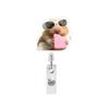 1Pc Funny Cat Dog Meme Acrylic Badge Holder Retractable Easy Pull Badge Reel Lanyard for ID Card Holder Name Tag Key Nurse Accessory