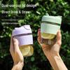 Large Leak-Proof Double-Wall Macaron Straw Cup - Versatile for Office, Outdoor, Home, and Kids.