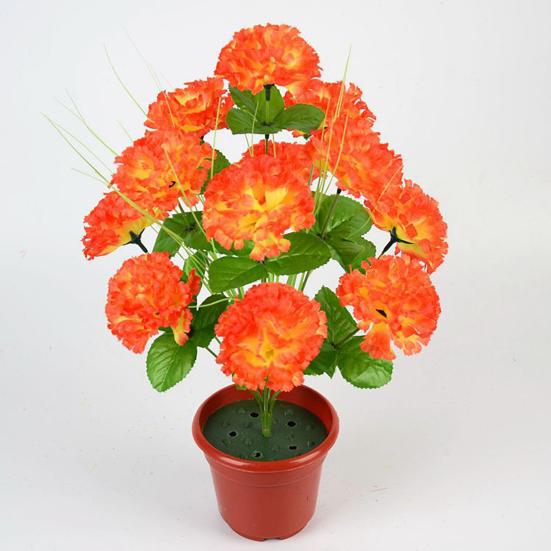 2Pcs Artificial Carnation Realistic 12 Head Fake Silk Flower Wedding Party Indoor Outdoor