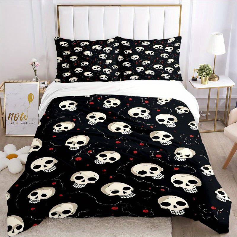 3pcs Skull Pattern Bedding Set, Breathable and Soft, Suitable for All Seasons, Ideal for Home Use, Suitable for Bedroom Decor 21145