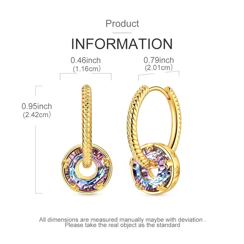 925 Sterling Silver Twisted Rope Huggie Hoop Earrings for Women Star Setting Purple Blue CZ Dangle Earrings Jewelry Trendy Gift