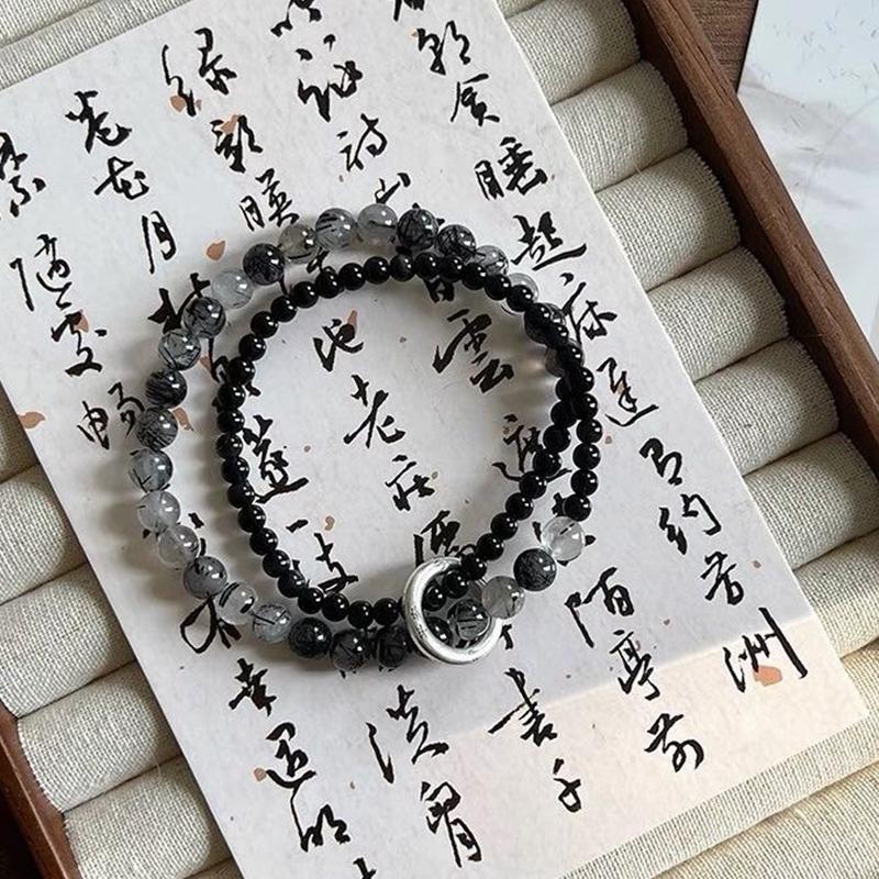 New Chinese Style Double-Layer Peace Lock Bead Bracelet High Value Couple Bracelet