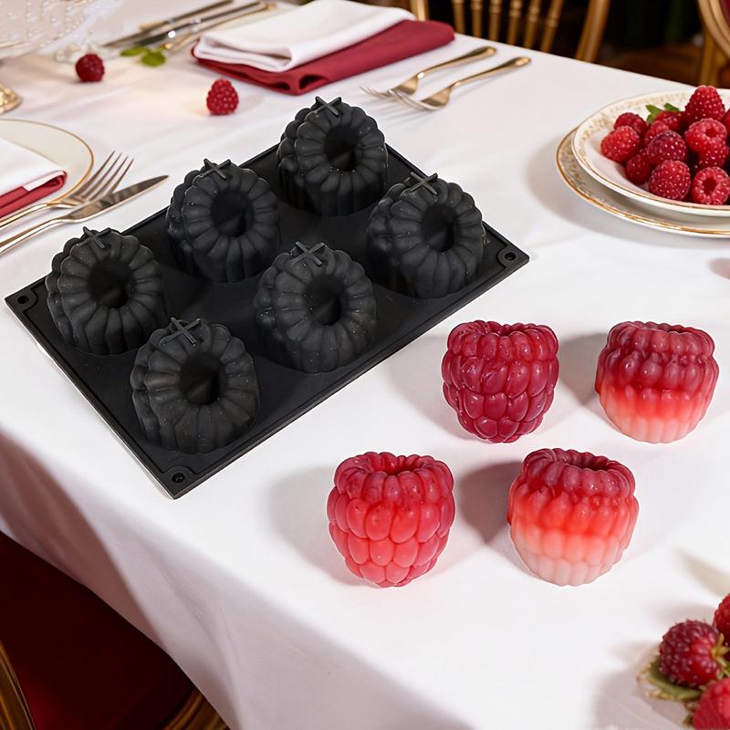 New 6 Cavity Raspberry Mousse Cake Baking Mold Fruit Shaped Dessert Silicone Mold For Chocolate Pudding Decorating Tools 1PC