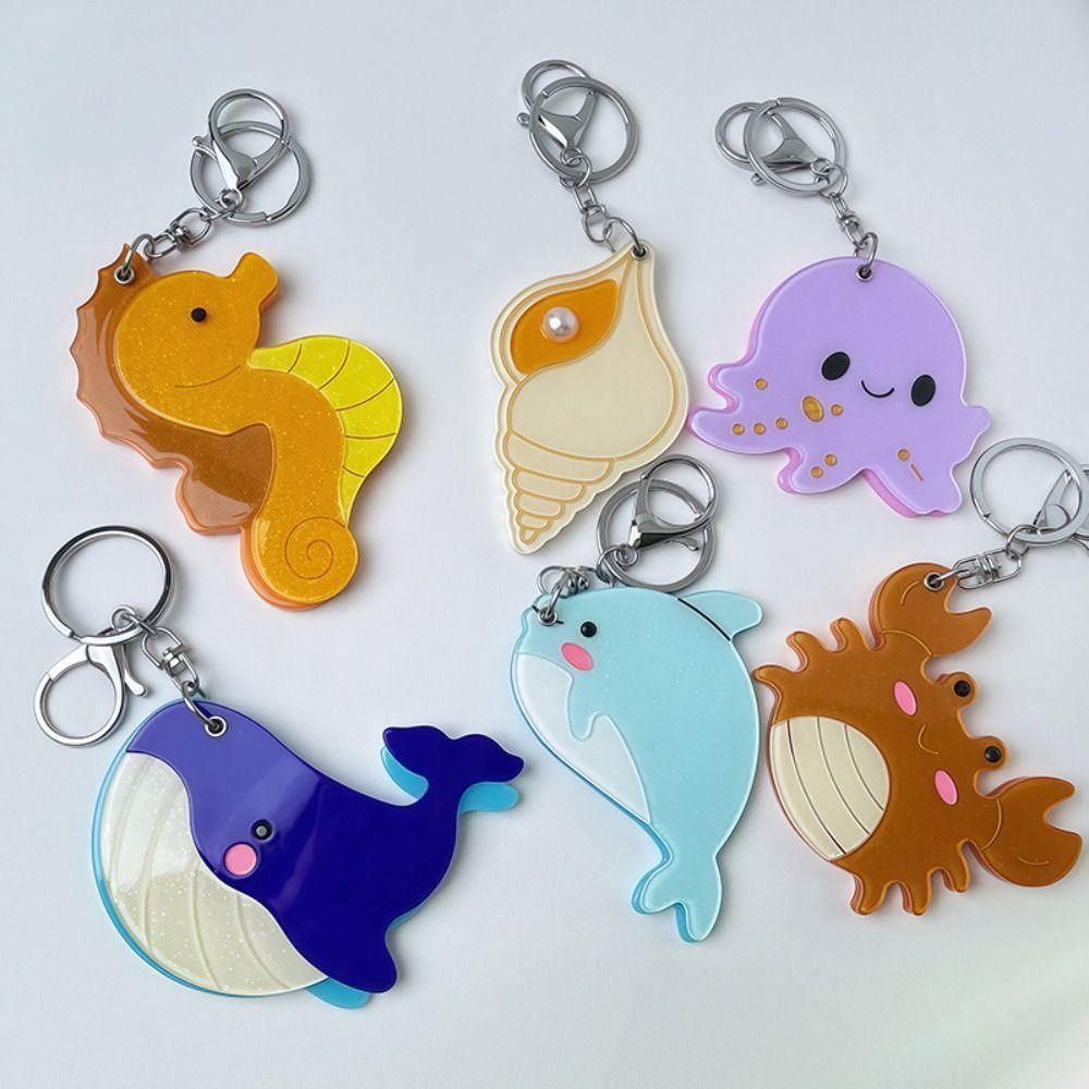 Keyring Mirror Pendant Starfish Animals Bag Pendant Fashion Acrylic Keychain  Gift