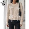 Damenmode Casual Herbst Winter Blumenmuster Druck Langarm O-Ausschnitt Pullover