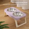 Double Bowls Pet High Footed Bowl Anti-flip Elevated Pet Feeder Bowl  Wet Dry Food