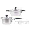 Wahei Freiz 16cm Saucepan 23cm Saucepan with Strainer and Stainless Induction and Gas Enzo Tsubame-Sanjo Overflow-Resistant & Lid, Steel, Compatible,