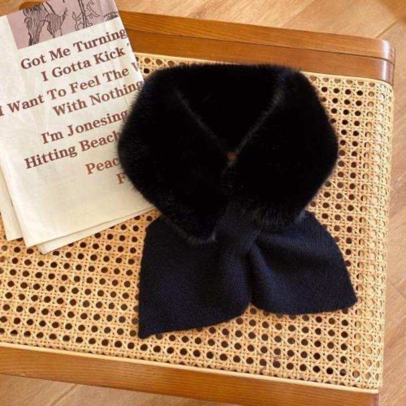 New Soft and Waxy Korean Version Cross Solid Color Fur Scarf To Keep Warm Imitation Rex Rabbit Accessories Fur Scarf Plush Fur Collar for Women