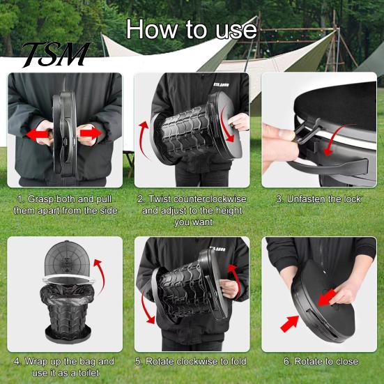 Portable Potty Retractable Toilet Strong Load-capacity Adjustable Height Space-saving Seat Camping for Emergency Use Travel Solution