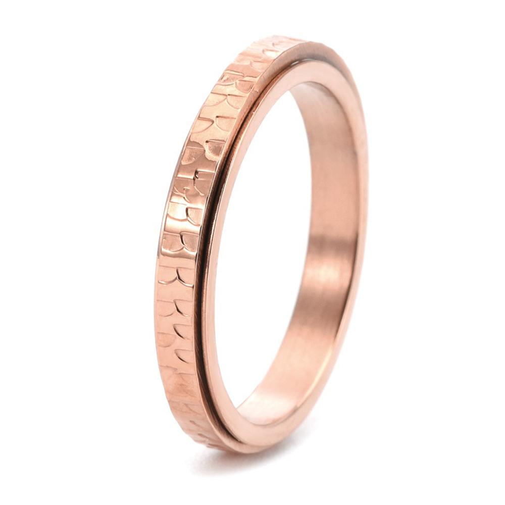 3MM Hammered Rotating Stainless Steel Pinky Ring for Women Minimalist Dainty Jewelry Gift for Girlfriend Valentine's Day