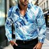Herren Luxus Satin Langarmhemd mit 3D-bedruckten Seidenknöpfen und glänzender Oberfläche, Nachtclub Party Lässiges Modehemd