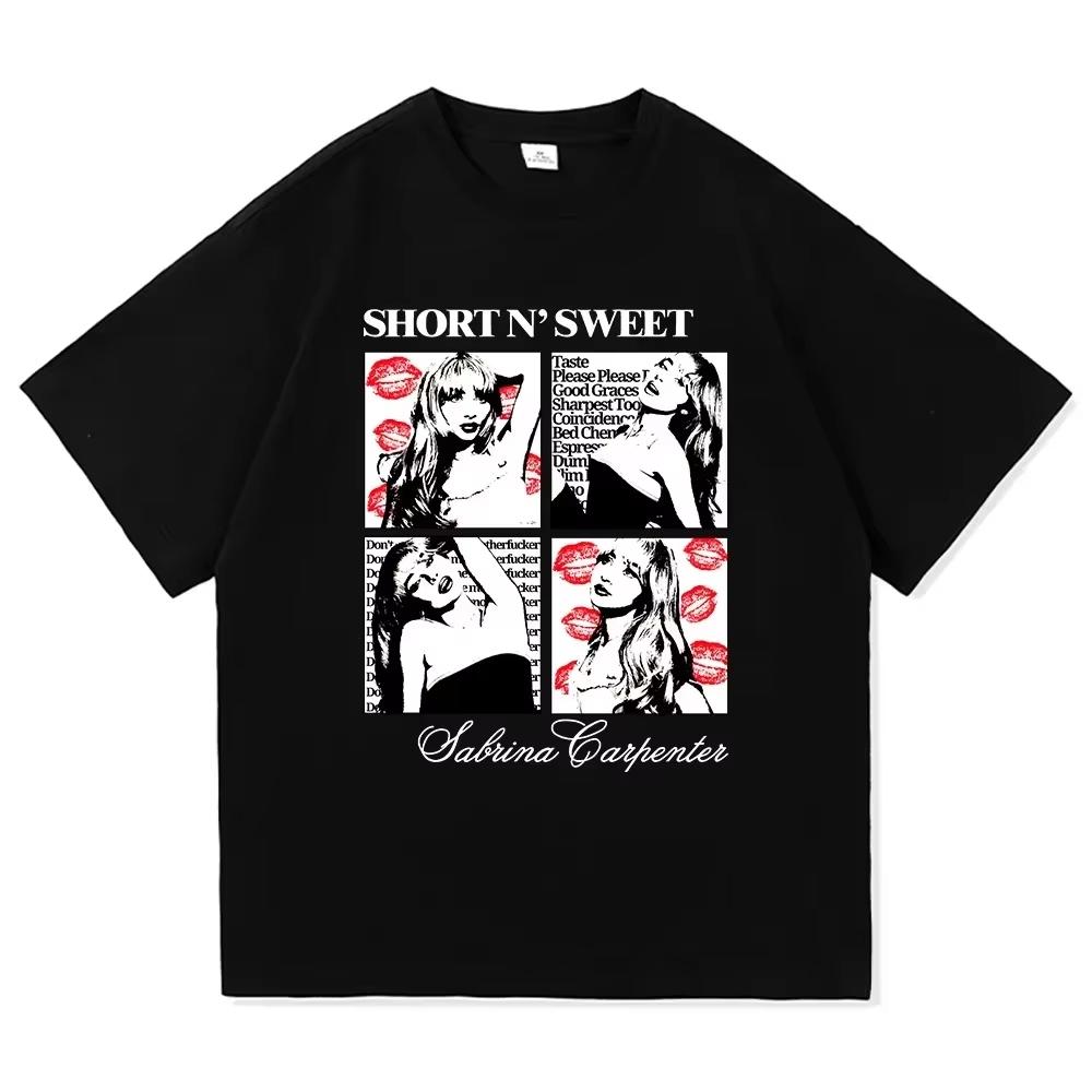 2026 SpringSummer New Sabrina Carpenter Short N Sweet Tour TShirt Fashion Vintage TShirt Womens High Quality Tees Shirts