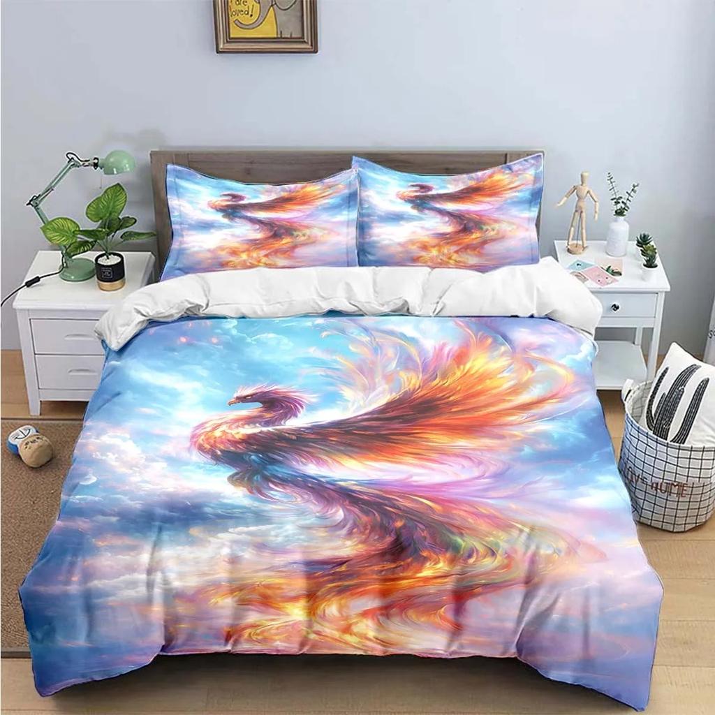 Fashion Popular Mythical Beast Phoenix Print Beding Sets Bed Suplies Set Soft Duvet Cover Bed Warm Comforter Set Beding Set High-End Premium Gift