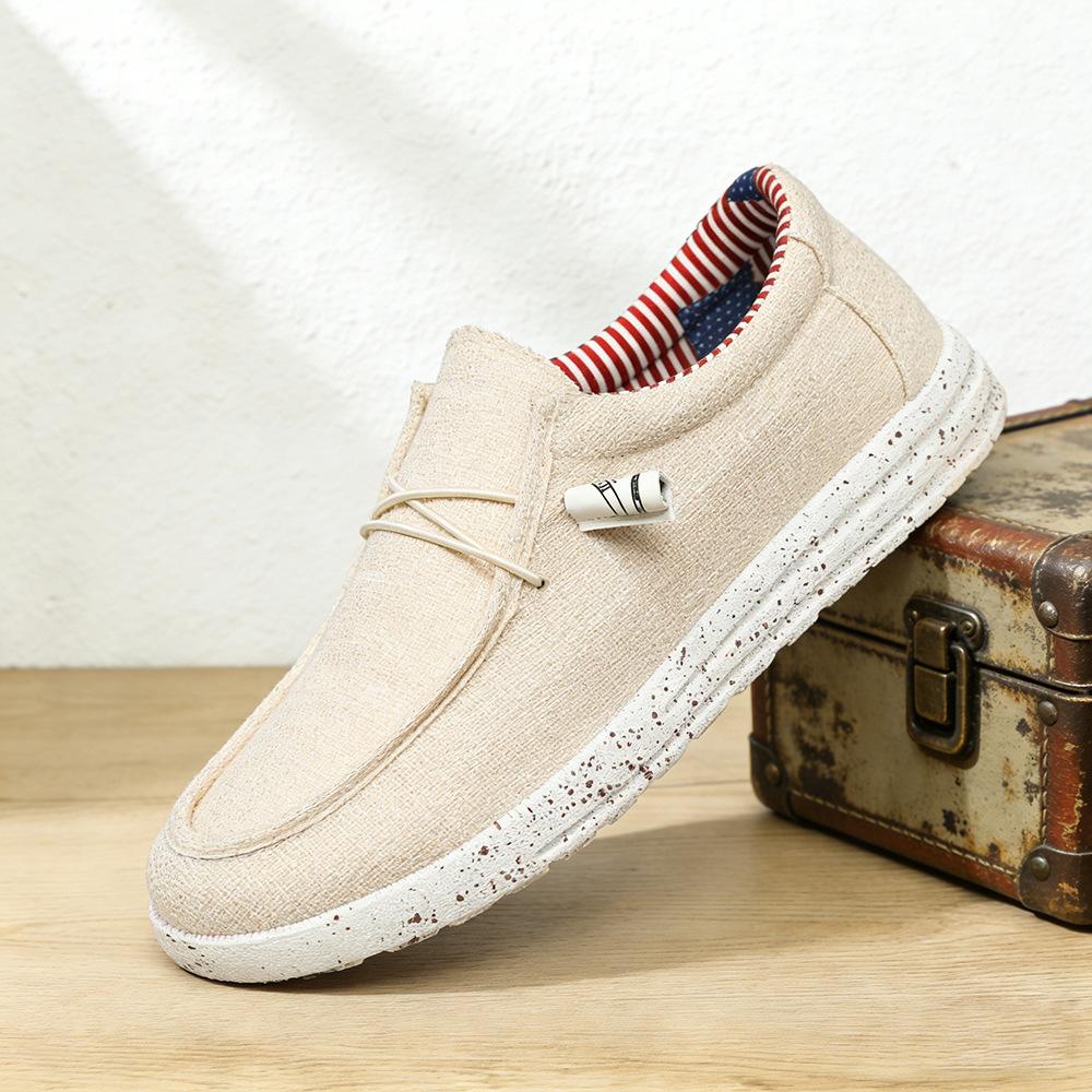 Men's casual canvas shoes, linen breathable lazy shoes, lightweight foot-fitting large-size shoes