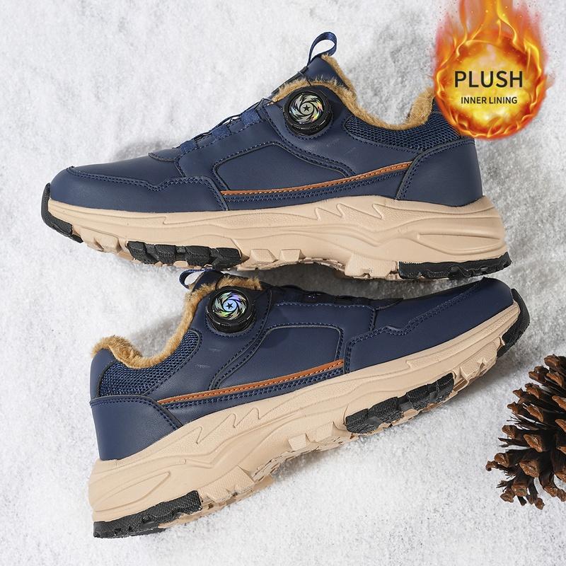 Rotary Knob Winter Sneakers Men Full Plush Interior Beige Sculpted Midsole Deep Lug Outsole