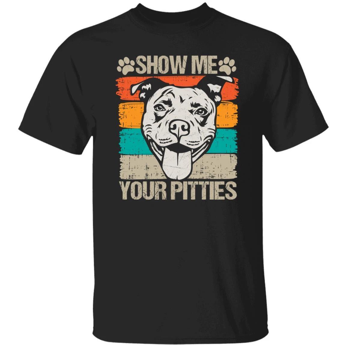 Show me your pitties Retro Unisex T-shirt gift bulldog dog dad black 2XL