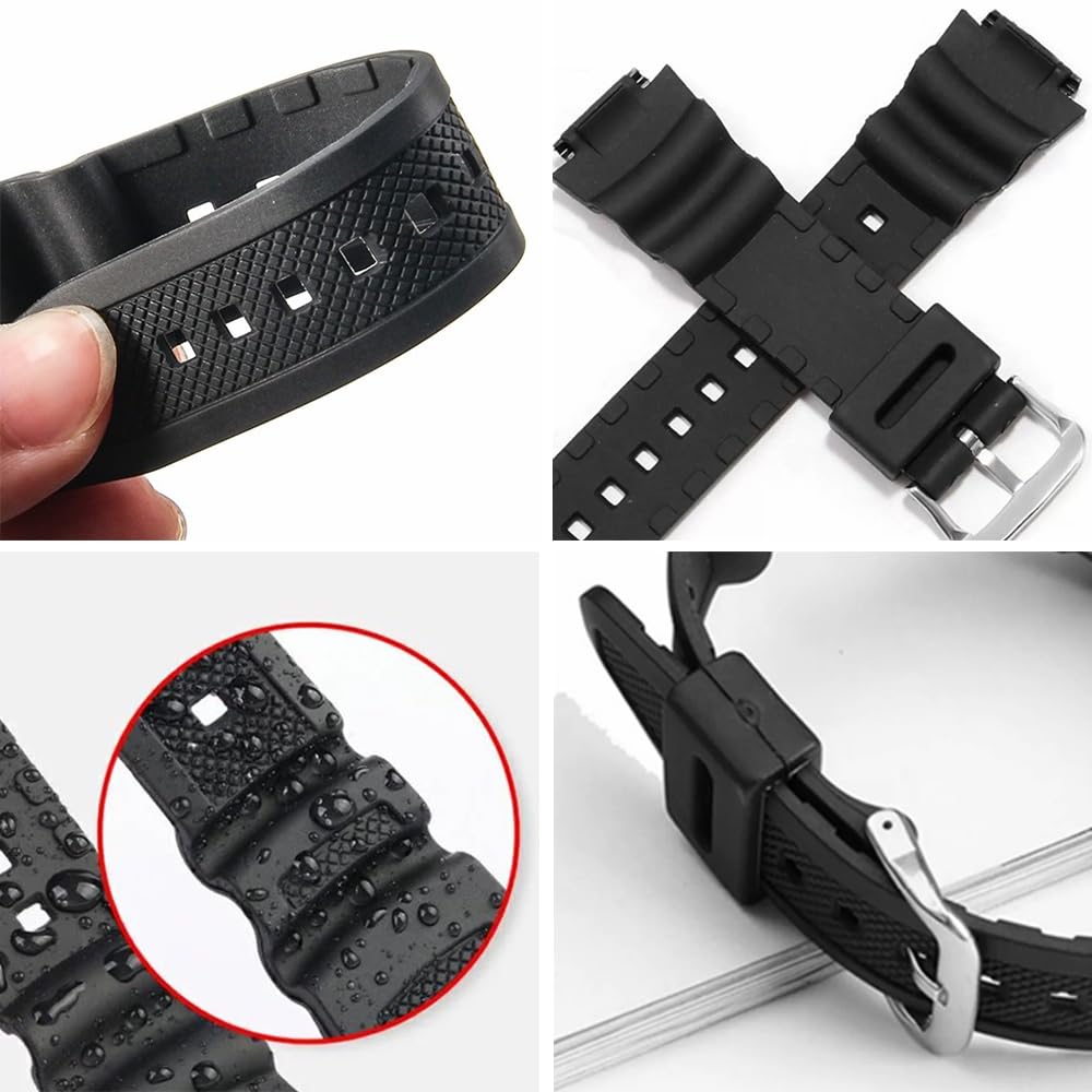 18mm Wide Waterproof Watch Compatible with Genuine Casio Compatible with and Watches Strap, Bands, AE-1000w, AE-1200w, AQ-S810W, SGW-400H, SGW-300H,