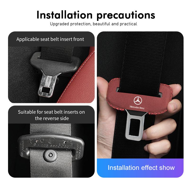FA02Car Seat Belt Buckle Clip Protector Suede Anti-Scratch Cover For Benz W202 W212 W126 W140 W168 W177 CLS GLE GLC GLS CLA