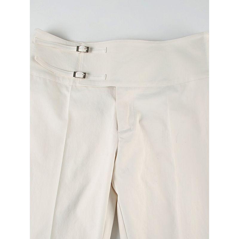 H Home European and American Women's Clothing Cleanfit Asymmetrical Waist Creamy-white Suit Pants Niche Style Low Waist Draped Casual Pants