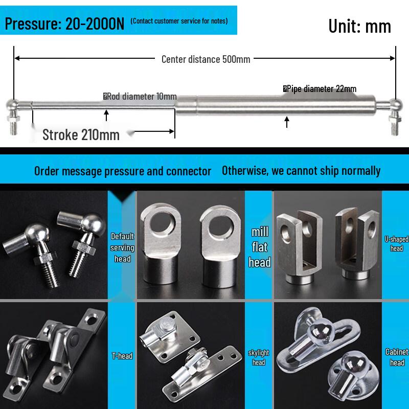 304 Stainless Steel Gas Spring Lift Support