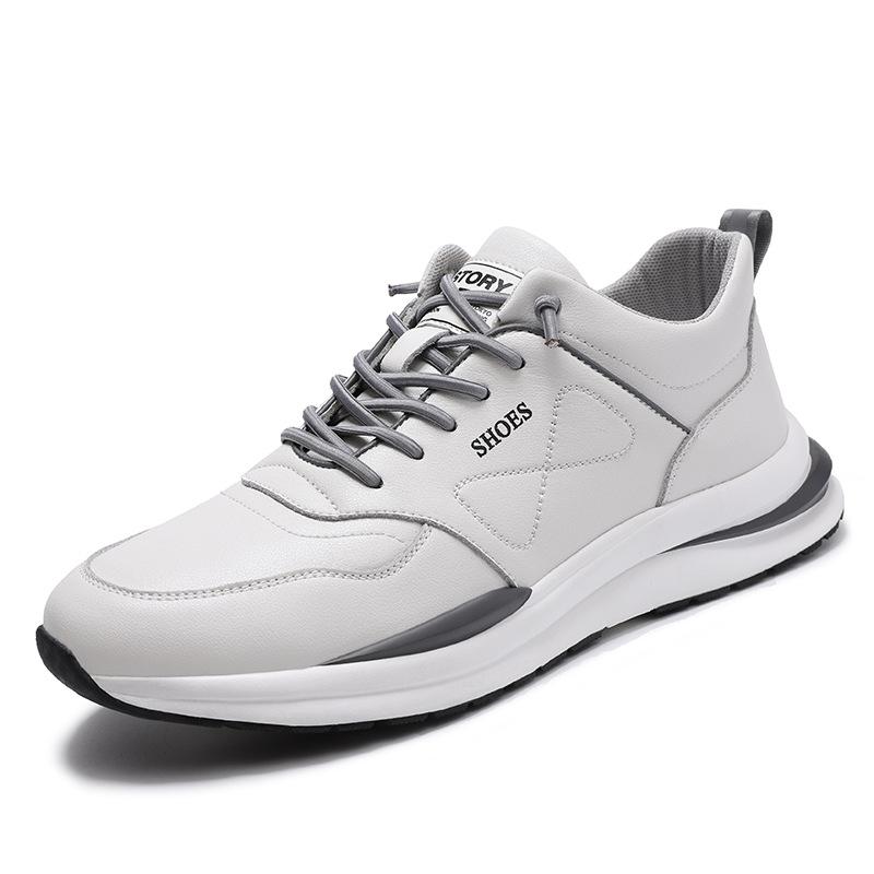 

2025 весна и осень новые мужские спортивные и повседневные кожаные кроссовки мужские кожаные дышащие молодежные кроссовки износостойкие и нескользящие 6098 44 белый