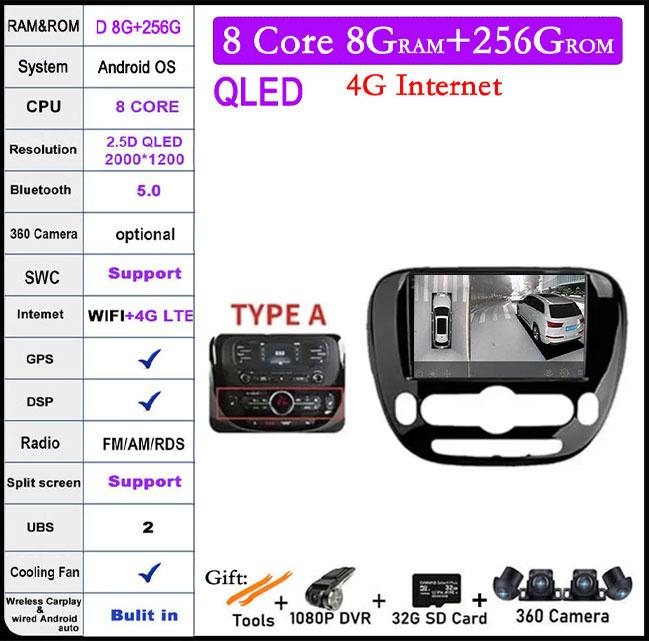 Android 14 For Kia Soul 2 2013-2019 Car Radio Multimedia Player GPS Navigaion DSP Screen