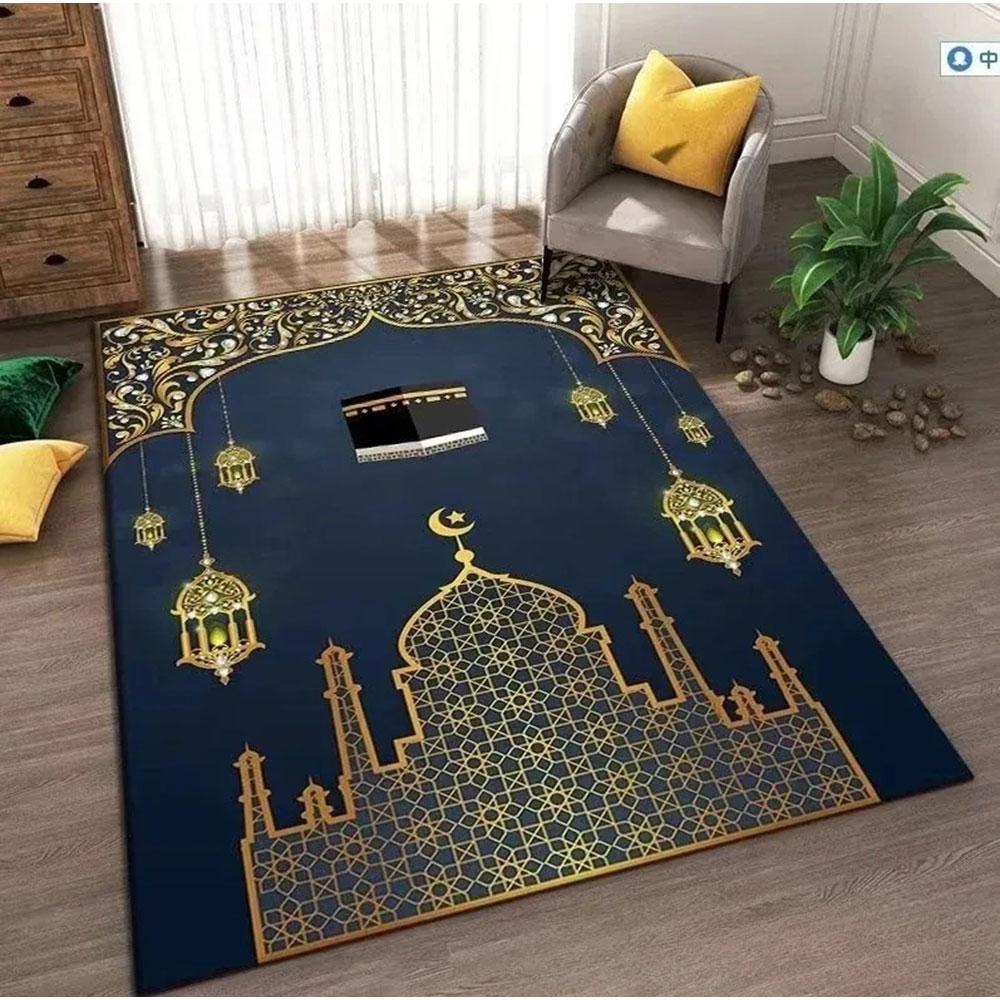 Tapis de prière musulman islamique Décor de salon Tapis antidérapants Chambre Chevet Tapis doux Paillasson d'entrée Tapis lavable en machine