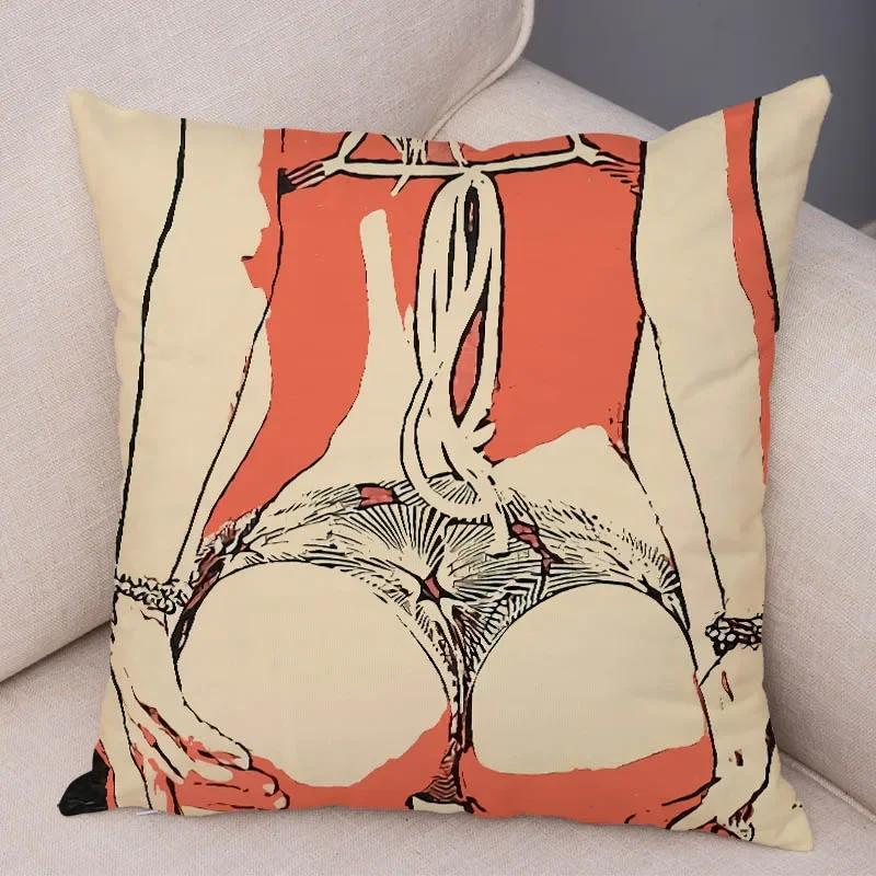 Home Decor Living Room Cartoon Sexy Lady Pillowcase Decoration Pretty Girl Ass Cushion Cover Sofa Car