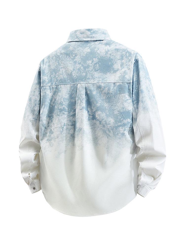 2025 Men's Loose Gradient Tie-Dye Long Sleeve Jacket, Plus Size Fashion Casual Coat