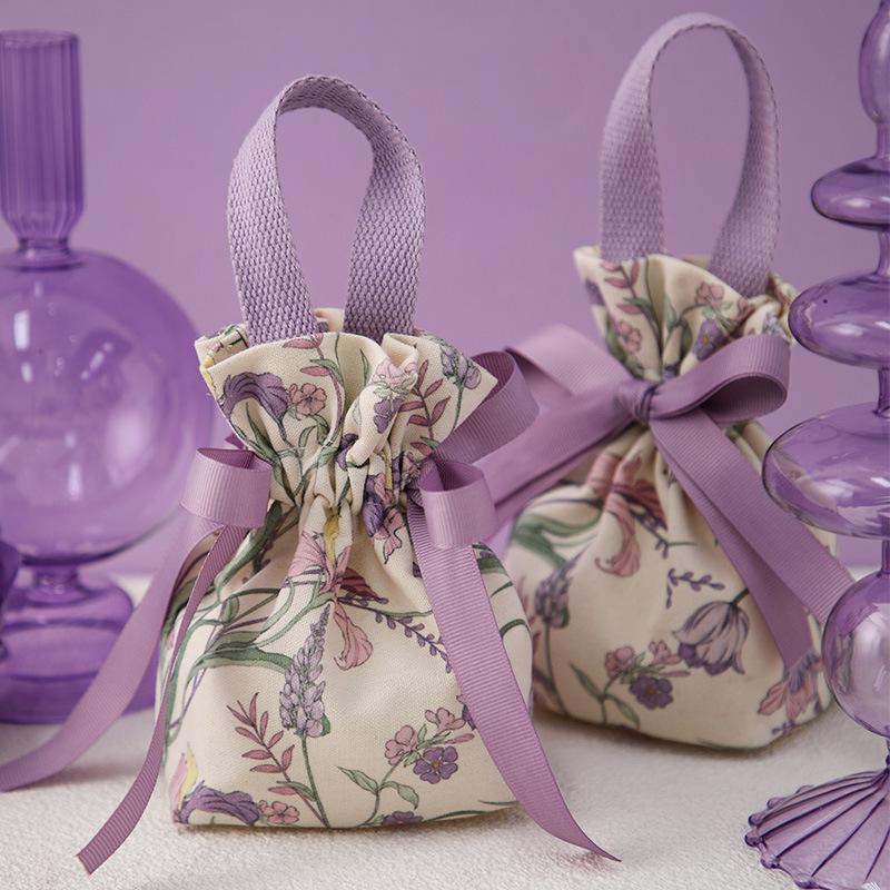 10/20/30Pcs New Christmas Candy Bags Portable Canvas Gift Bag Party Wedding Goodie Packing Box Red Handheld Gift Storage Bags