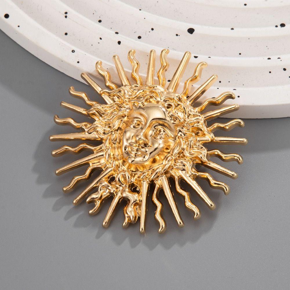 Irregular Sun Goddess Brooch Gold Color Lapel Pin Waist Cinching Fixed Pin Banquet Party