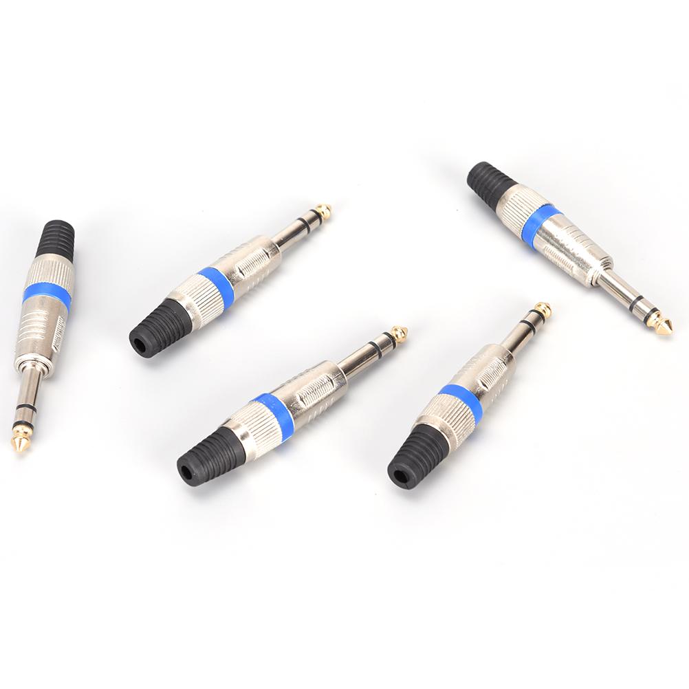 5PCS 6.35mm Stereo Connector 6.35mm 1/4" Male Plug to RCA Female Jack Audio Amplifier Microphone Plug Soldering DIY Connector